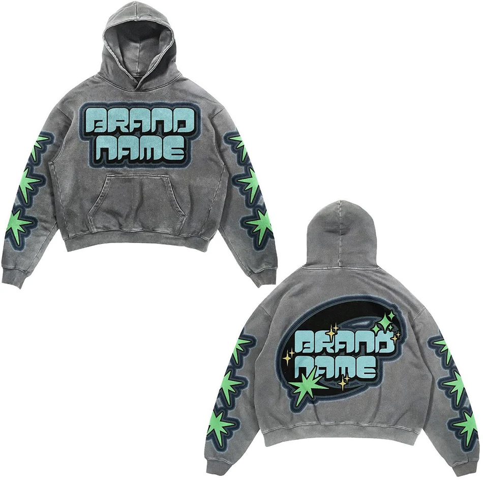 Custom Vintage Distressed Acid Wash Oversized Hoodie for Men Embroidery Logo For Casual Streetwear Fashion, hoodie design reference, image 6