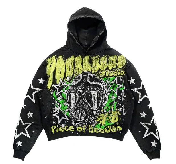Custom Oversized Dtg Printed Hoodies Men Distressed Ripped Raw Edge Fleece Y2k Graphic Winter Hoodie, hoodie design reference, image 1