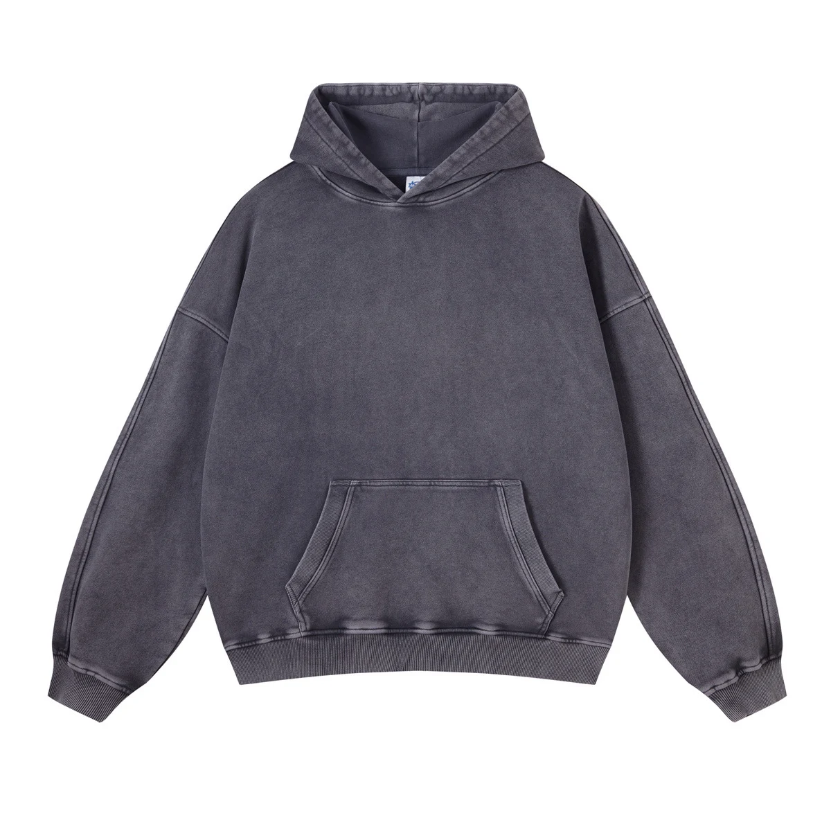 Custom Vintage Hip-Hop Washed Hooded Sweatshirt Pullover Distressed Heavyweight Oversize Top for Men Causal, hoodie design reference, image 2