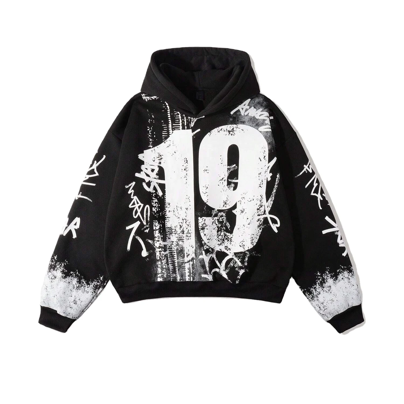 Trending Men's Vintage Handmade Print Hoodie Men Streetwear Pullover With Oversized Fit and Wrist-Length, hoodie design reference, image 1