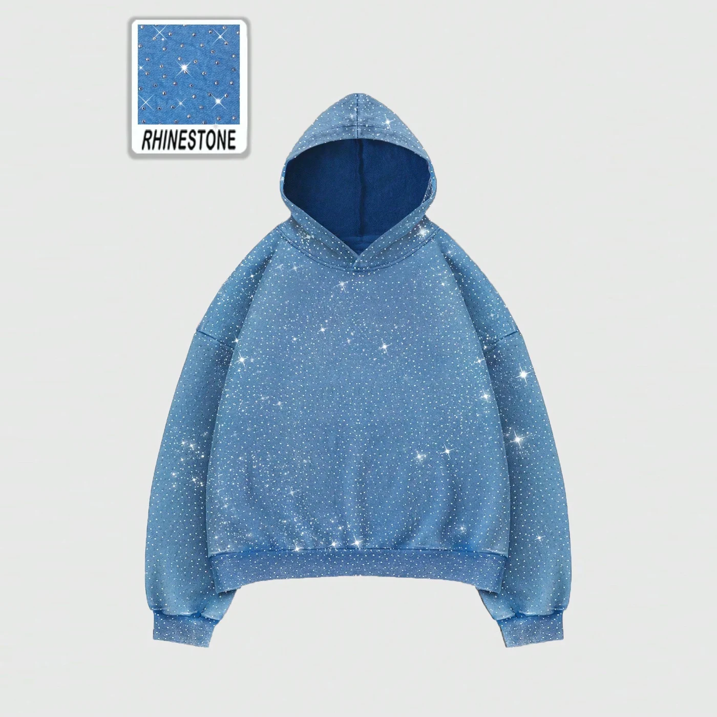 Custom Trending Mens Oversized Rhinestone Hoodie High-Quality Casual Streetwear Fashion with Free Mockup, hoodie design reference, image 1